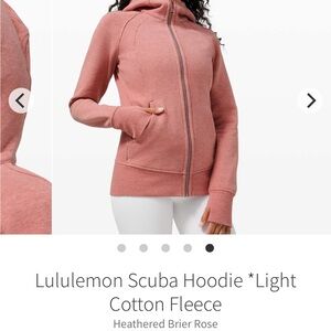 EUC LuluLemon Dusty Rose Scuba Cotton Fleece Hoodie